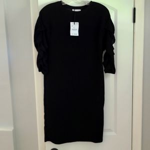 Zara Black Ruffle Sleave Knee Length Dress